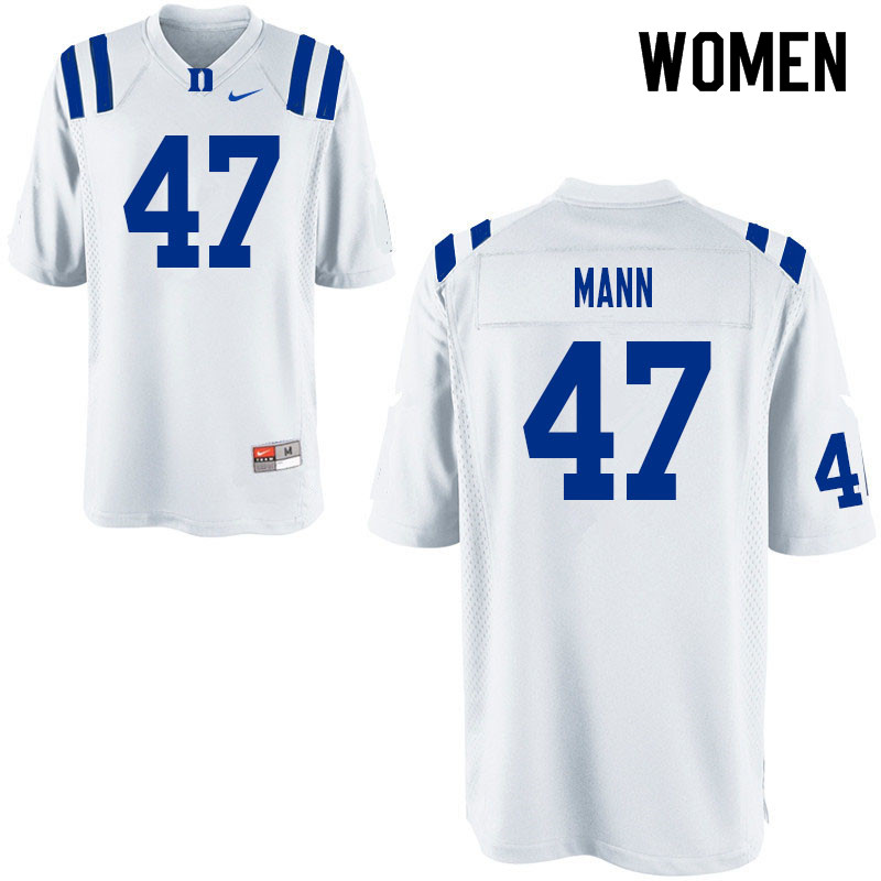 Women #47 Steve Mann Duke Blue Devils College Football Jerseys Sale-White - Click Image to Close